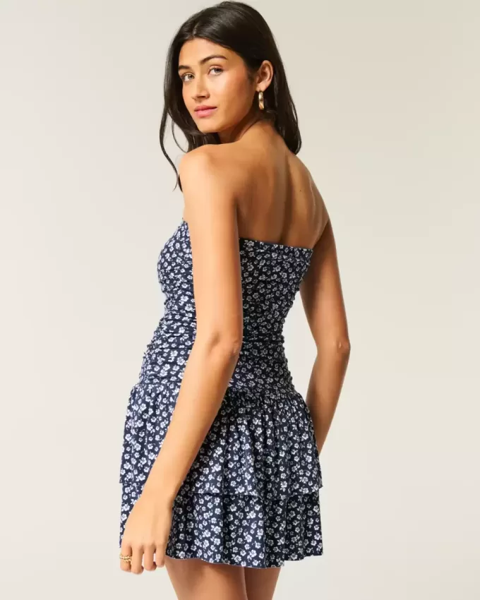 Trägerloses Strick-Skortkleid
