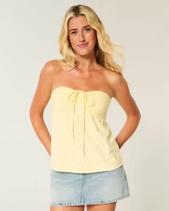 Trägerloses, tailliertes Babydoll-Oberteil