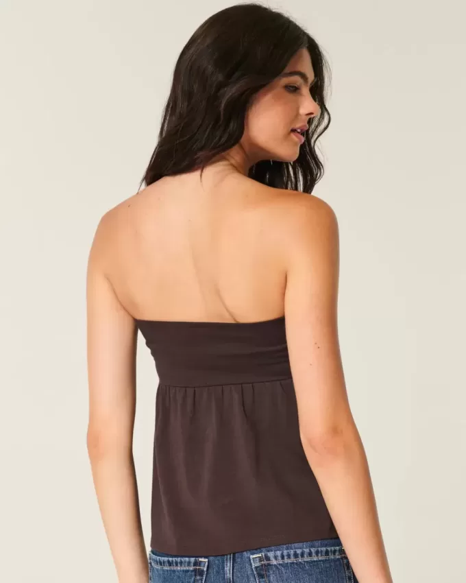 Trägerloses, tailliertes Babydoll-Oberteil