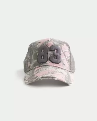Trucker-Cap mit Camouflage-Zahlengrafik in Rosa
