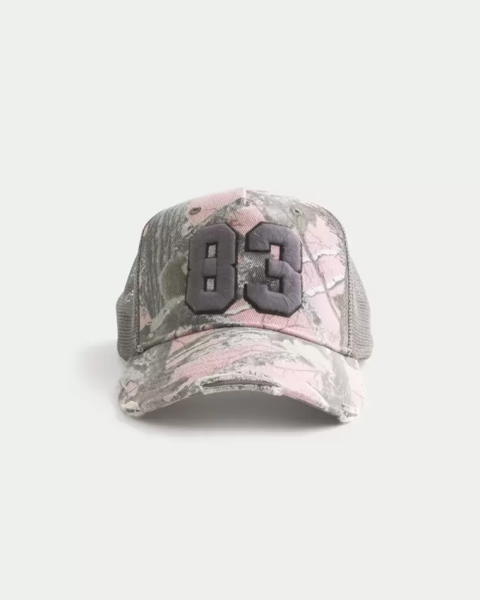 Trucker-Cap mit Camouflage-Zahlengrafik in Rosa Trucker-Cap mit Camouflage-Zahlengrafik in Rosa