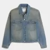 Trucker-Jacke aus verwaschenem Denim