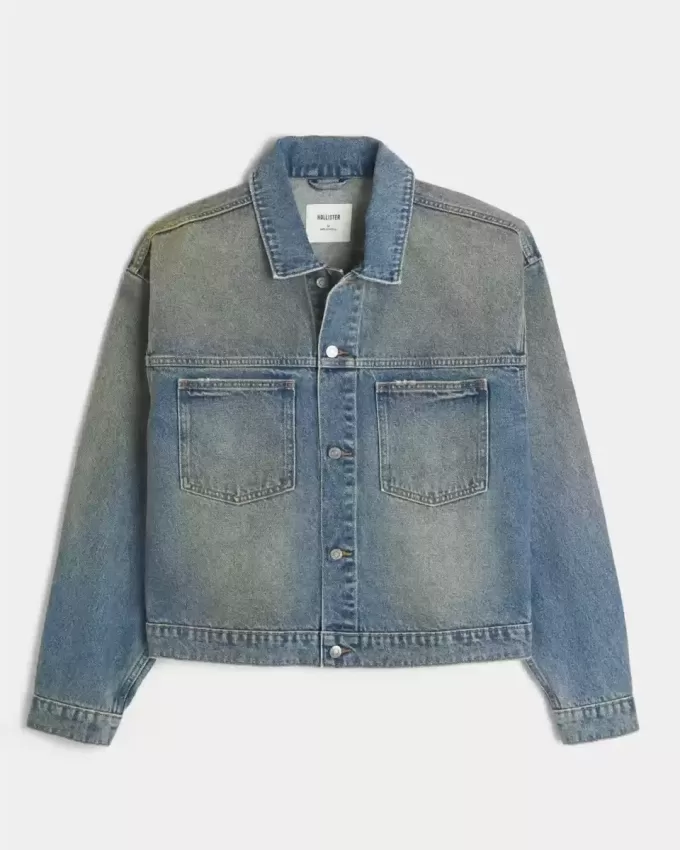 Trucker-Jacke aus verwaschenem Denim