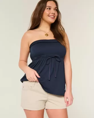 Ultra Low Rise Khaki Twill Mini Shorts