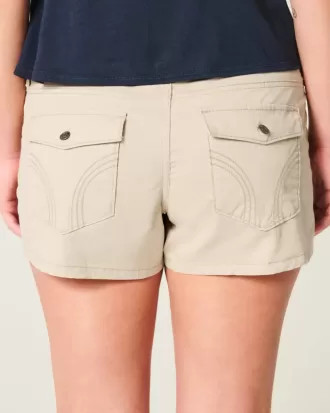 Ultra Low Rise Khaki Twill Mini Shorts