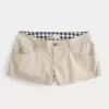 Ultra Low Rise Khaki Twill Mini Shorts Ultra Low Rise Khaki Twill Mini Shorts