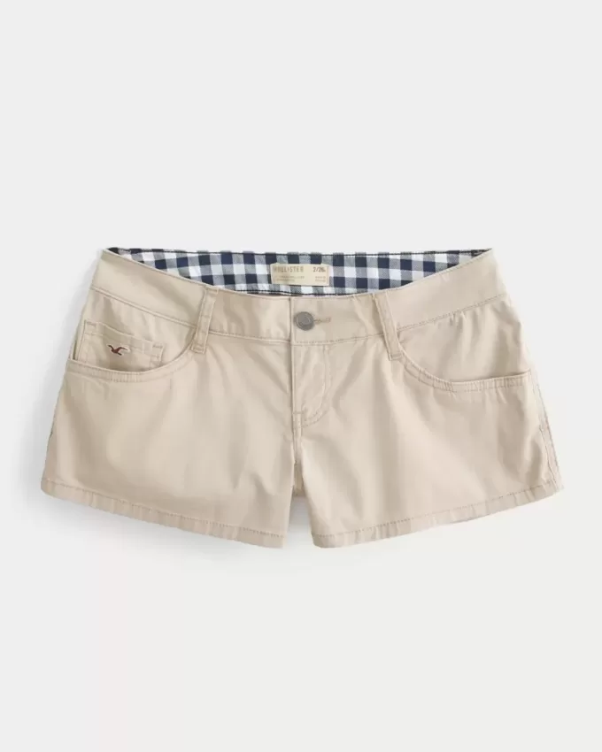 Ultra Low Rise Khaki Twill Mini Shorts Ultra Low Rise Khaki Twill Mini Shorts