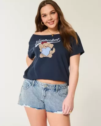 Ultra Low Rise Mini-Jeansshorts in heller Waschung