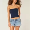 Ultra Low Rise Mini-Jeansshorts mit Stickerei