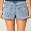 Ultra Low Rise Mini-Jeansshorts mit Stickerei