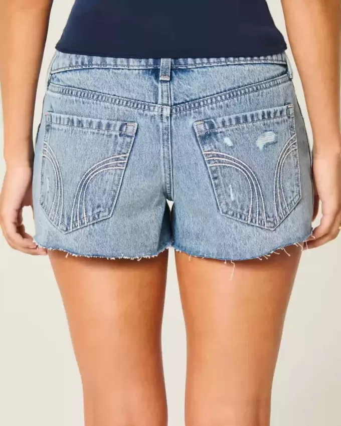 Ultra Low Rise Mini-Jeansshorts mit Stickerei