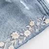 Ultra Low Rise Mini-Jeansshorts mit Stickerei