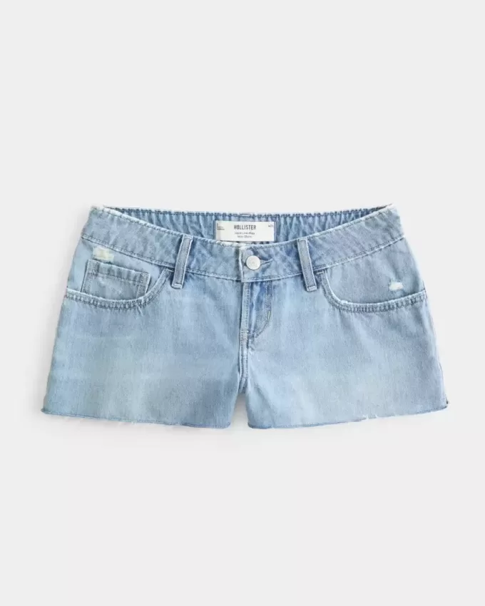 Ultra Low Rise Ripped Mini-Jeansshorts in mittlerer Waschung