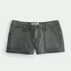 Ultra Low Rise Twill Mini-Shorts