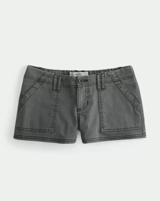 Ultra Low Rise Twill Mini-Shorts