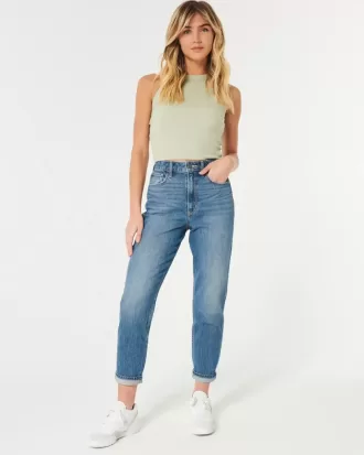 Ultrahoch geschnittene Mom-Jeans in dunkler Waschung