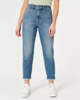 Ultrahoch geschnittene Mom-Jeans in dunkler Waschung