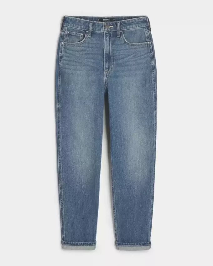 Ultrahoch geschnittene Mom-Jeans in dunkler Waschung Ultrahoch geschnittene Mom-Jeans in dunkler Waschung