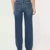 Ultrahoch geschnittene Straight-Jeans im 90er-Stil mit dunkler Waschung Ultrahoch geschnittene Straight-Jeans im 90er-Stil mit dunkler Waschung