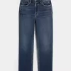 Ultrahoch geschnittene Straight-Jeans im 90er-Stil mit dunkler Waschung Ultrahoch geschnittene Straight-Jeans im 90er-Stil mit dunkler Waschung