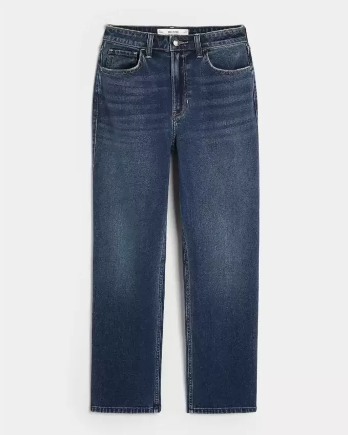 Ultrahoch geschnittene Straight-Jeans im 90er-Stil mit dunkler Waschung Ultrahoch geschnittene Straight-Jeans im 90er-Stil mit dunkler Waschung
