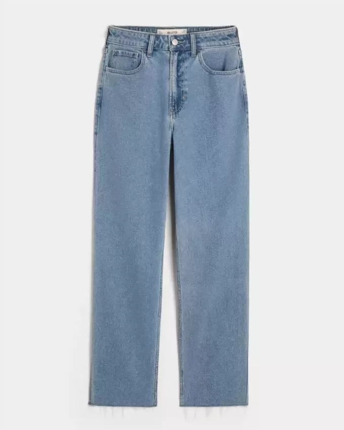 Ultrahoch geschnittene Straight-Jeans im Stil der 90er mit mittlerer Waschung