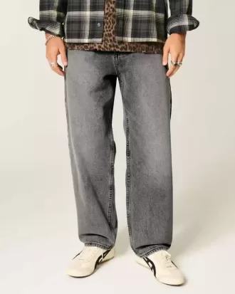 Verwaschene graue Skater-Baggy-Jeans