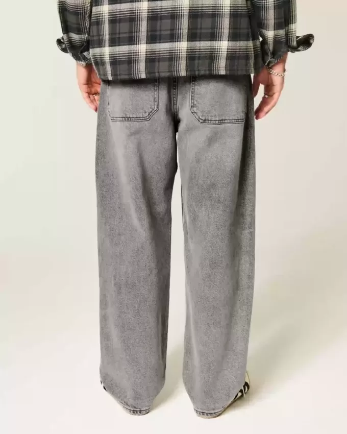Verwaschene graue Skater-Baggy-Jeans