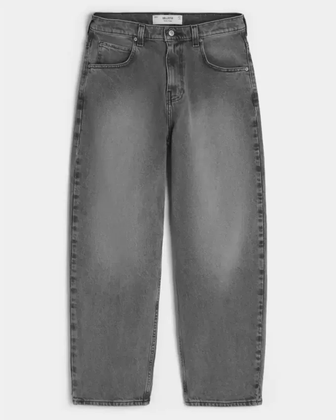 Verwaschene graue Skater-Baggy-Jeans