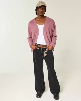 Verwaschene schwarze Baggy-Bootcut-Jeans