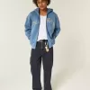 Verwaschene schwarze Baggy-Bootcut-Jeans