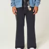 Verwaschene schwarze Baggy-Bootcut-Jeans