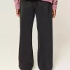 Verwaschene schwarze Baggy-Bootcut-Jeans