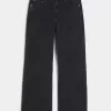Verwaschene schwarze Baggy-Bootcut-Jeans