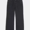 Verwaschene schwarze Baggy-Bootcut-Jeans