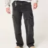 Verwaschene schwarze Baggy-Cargojeans