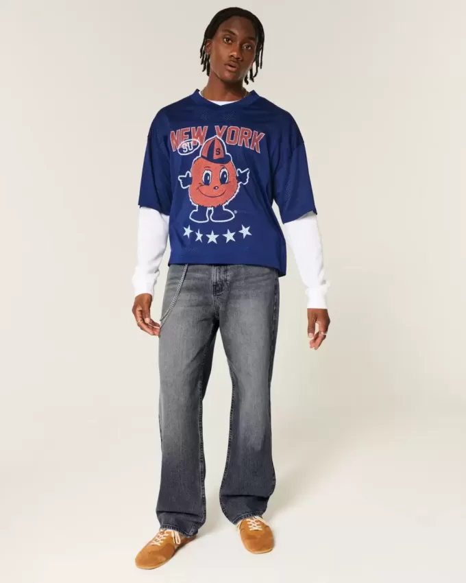 Verwaschene schwarze Baggy-Jeans Verwaschene schwarze Baggy-Jeans