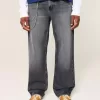 Verwaschene schwarze Baggy-Jeans Verwaschene schwarze Baggy-Jeans