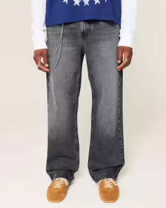 Verwaschene schwarze Baggy-Jeans