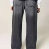 Verwaschene schwarze Baggy-Jeans Verwaschene schwarze Baggy-Jeans