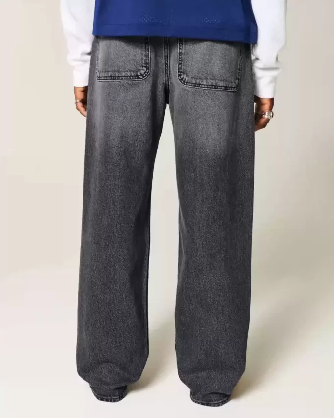 Verwaschene schwarze Baggy-Jeans Verwaschene schwarze Baggy-Jeans