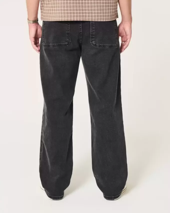 Verwaschene schwarze Baggy-Jeans Verwaschene schwarze Baggy-Jeans