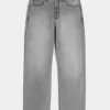 Verwaschene schwarze Baggy-Jeans mit Grafik und Verzierung Verwaschene schwarze Baggy-Jeans mit Grafik und Verzierung