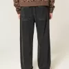Verwaschene schwarze Baggy-Jeans mit Nieten