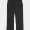 Verwaschene schwarze Baggy-Jeans mit Nieten
