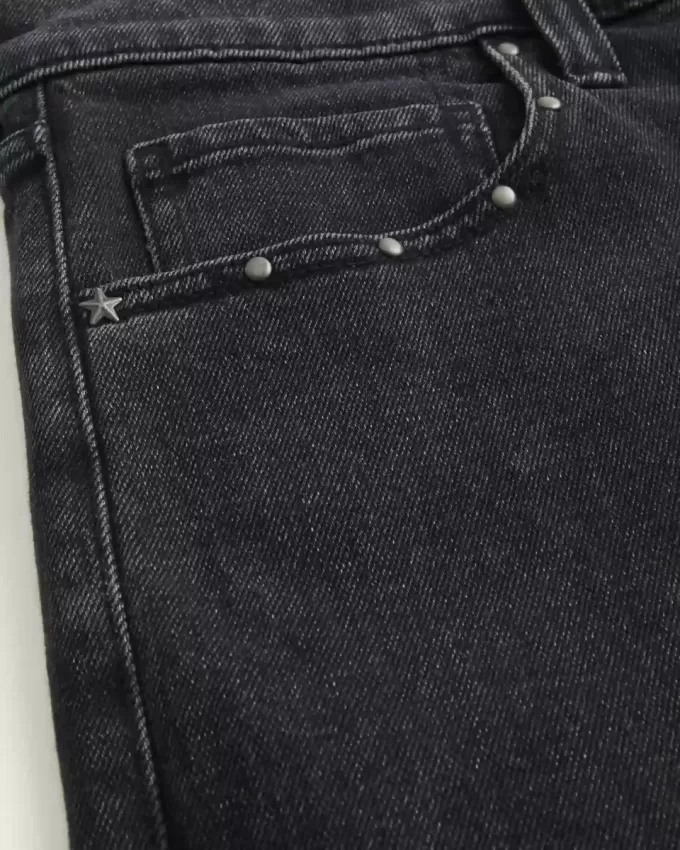 Verwaschene schwarze Baggy-Jeans mit Nieten