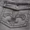 Verwaschene schwarze bestickte Baggy-Bootcut-Jeans