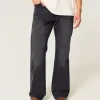 Verwaschene, schwarze, lässige Bootcut-Jeans Verwaschene, schwarze, lässige Bootcut-Jeans