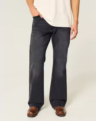 Verwaschene, schwarze, lässige Bootcut-Jeans