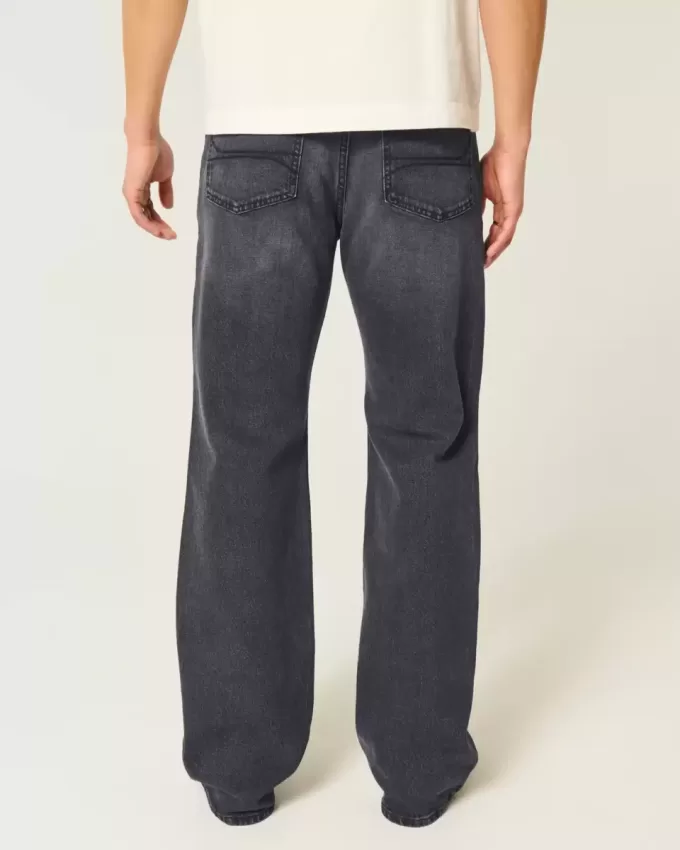 Verwaschene, schwarze, lässige Bootcut-Jeans Verwaschene, schwarze, lässige Bootcut-Jeans